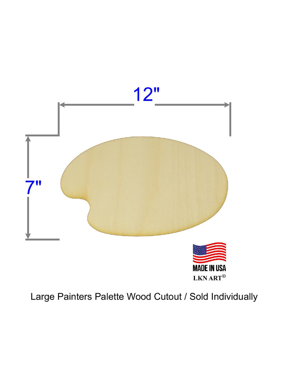 Painters Palette Wood Cutout - Medium 8 x 4.75 1/4 Baltic Birch Plywood